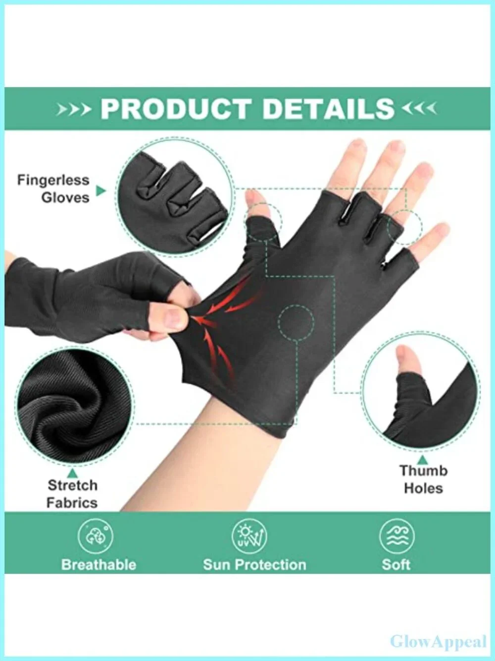 9 Pairs Sun Fingerless Gloves Women UV Protection Cotton Spandex Open Touch